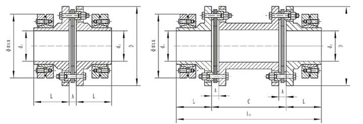 DJM型鎖緊盤式單型彈性膜片聯(lián)軸器/SJM型鎖緊盤式雙型彈性膜片聯(lián)軸器