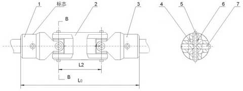 WS型雙十字軸萬向聯軸器結構圖